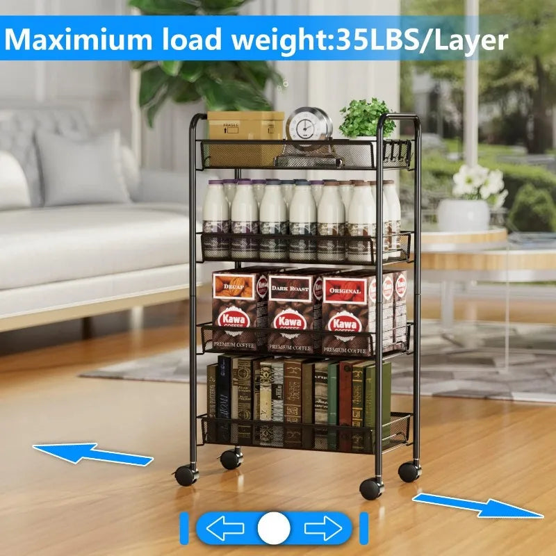 4 Tier Mesh Wire Rolling Kitchen Storage Organizer Utility Cart