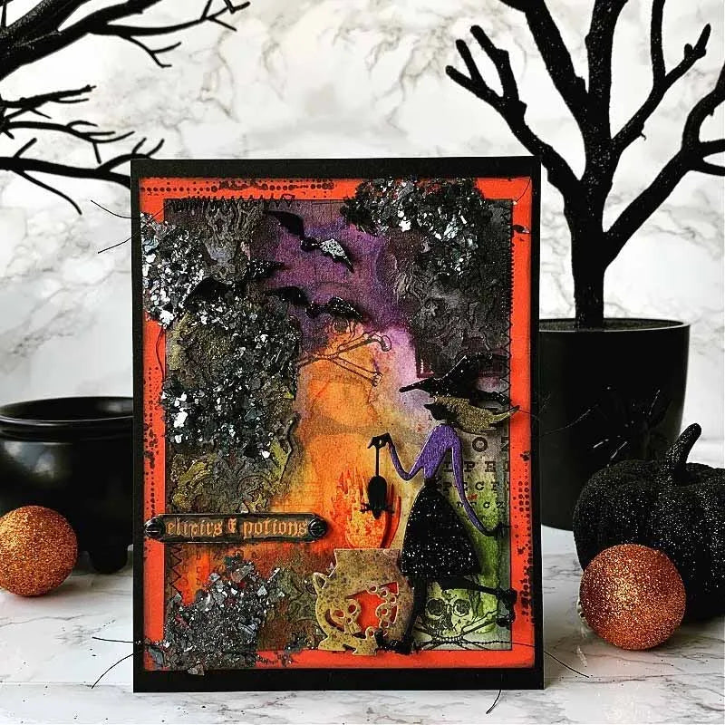 Witches Wildcat Bat Mixed Metal Cutting Dies Set for Scrapbooking Card Making