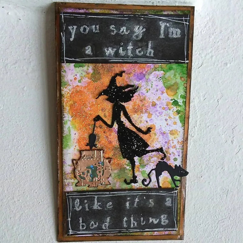 Witches Wildcat Bat Mixed Metal Cutting Dies Set for Scrapbooking Card Making