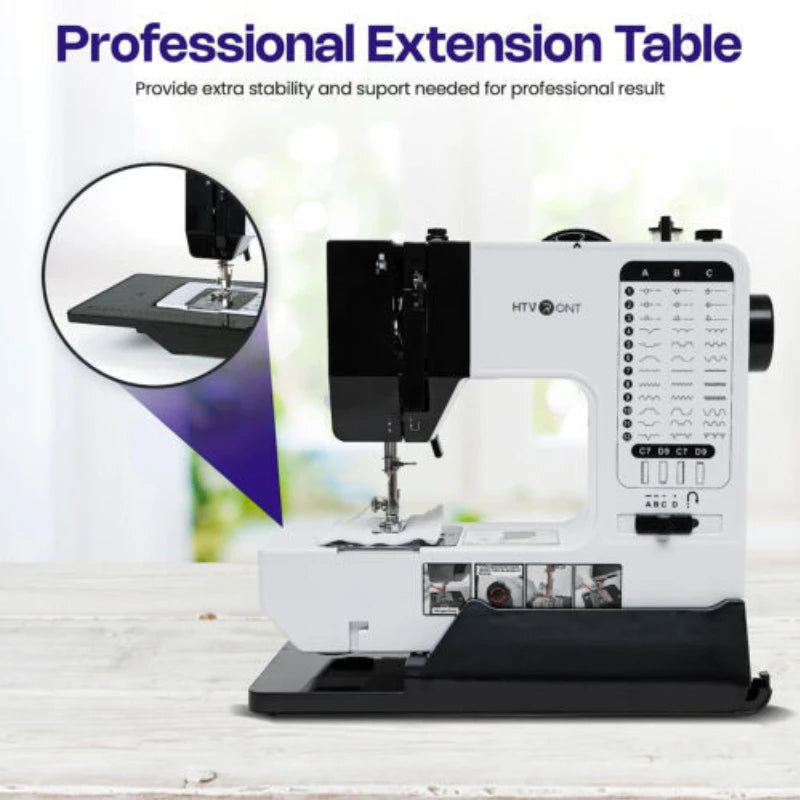 HTVRONT Portable Electric Sewing Machine 38 Stitches Pattern Light Foot Pedal