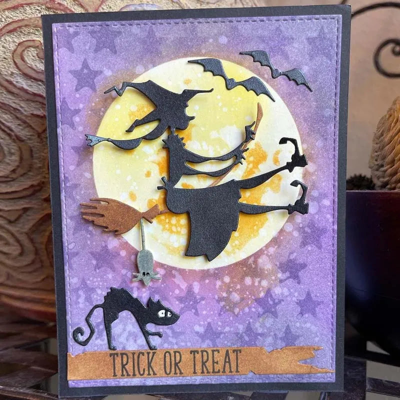 Witches Wildcat Bat Mixed Metal Cutting Dies Set for Scrapbooking Card Making