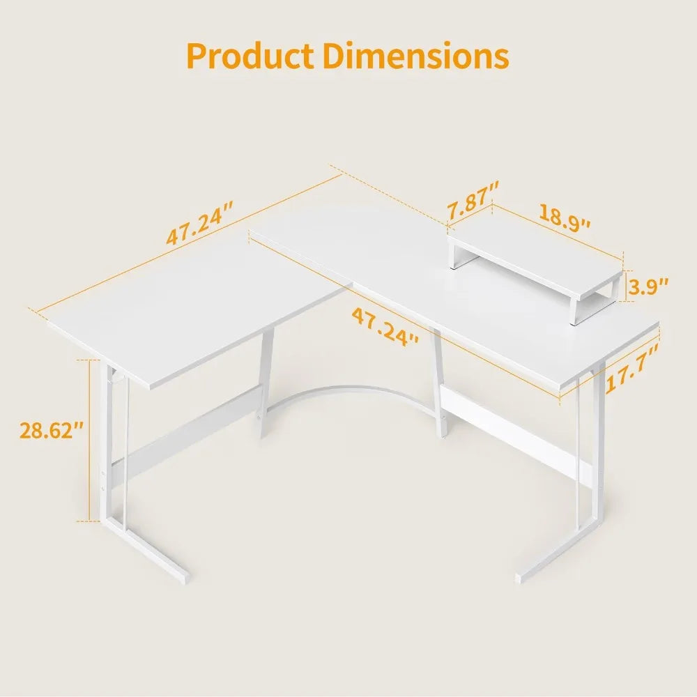 L Shaped Computer Office Desk, Corner Desk w/Monitor Stand