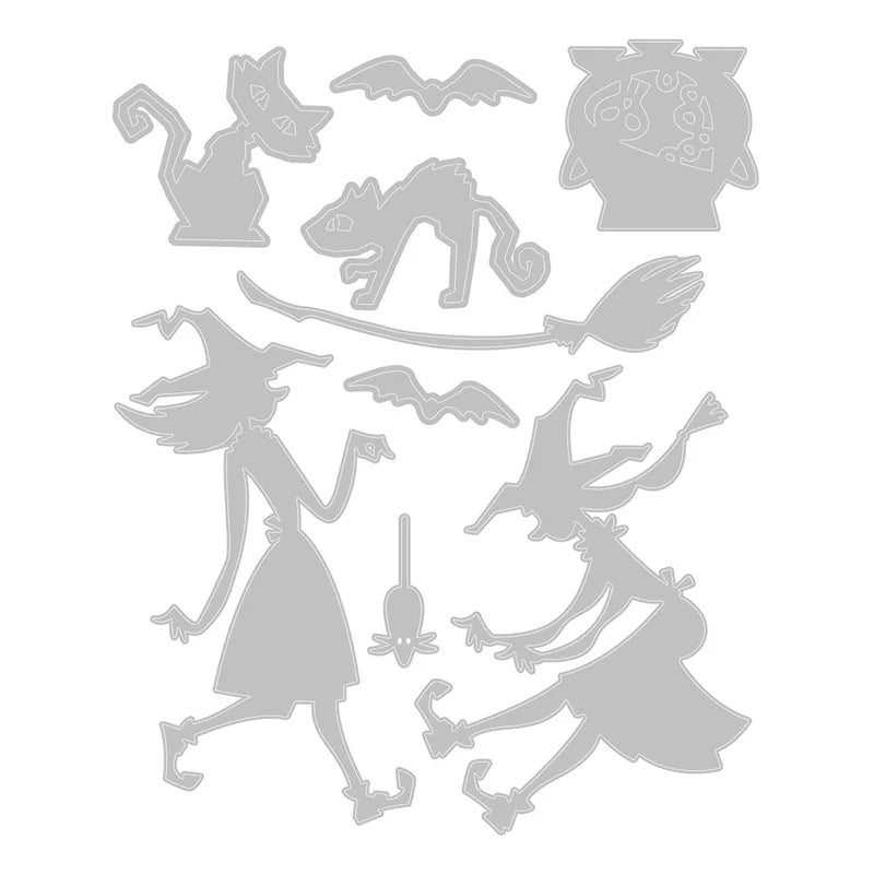 Witches Wildcat Bat Mixed Metal Cutting Dies Set for Scrapbooking Card Making