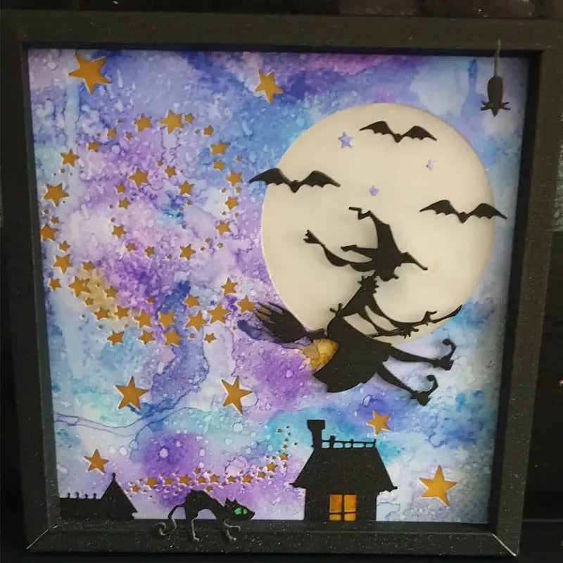 Witches Wildcat Bat Mixed Metal Cutting Dies Set for Scrapbooking Card Making
