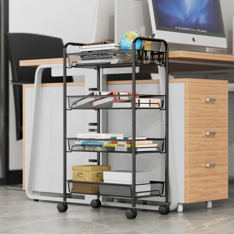 4 Tier Mesh Wire Rolling Kitchen Storage Organizer Utility Cart