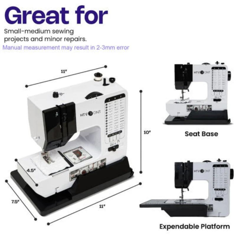 HTVRONT Portable Electric Sewing Machine 38 Stitches Pattern Light Foot Pedal