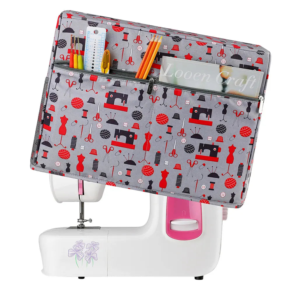 Dust Cover for Sewing Machine Waterproof Durable Cloth Protective Cover with Pockets Sewing Accessories Storage Bag