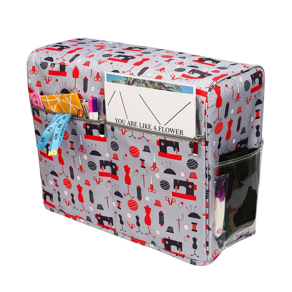 Dust Cover for Sewing Machine Waterproof Durable Cloth Protective Cover with Pockets Sewing Accessories Storage Bag