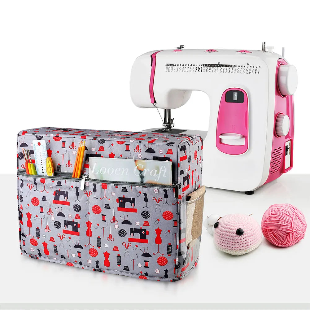 Dust Cover for Sewing Machine Waterproof Durable Cloth Protective Cover with Pockets Sewing Accessories Storage Bag