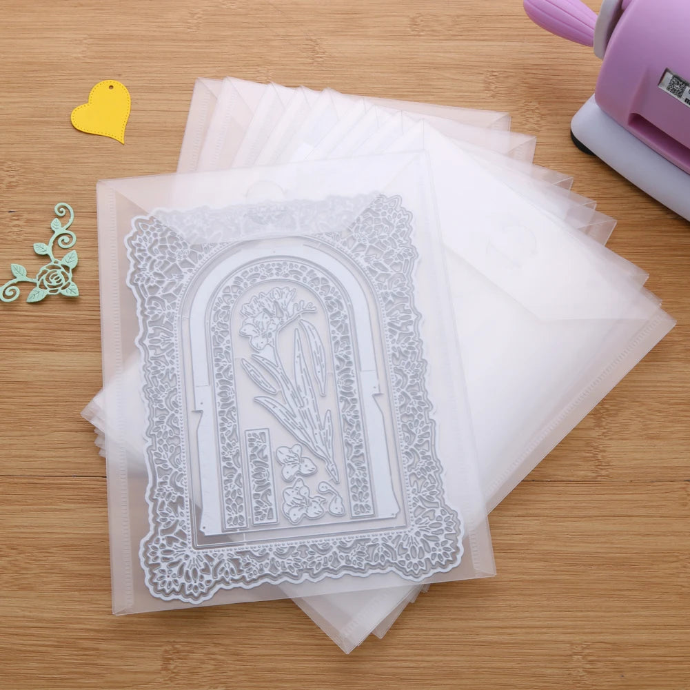 10pcs Different Size Storage Pockets Envelopes Transparent Plastic Folder Bags