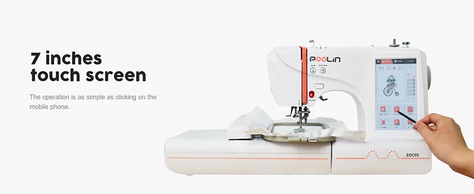 POOLIN Computerized Embroidery Machine LCD Touchscreen, Fully Automatic