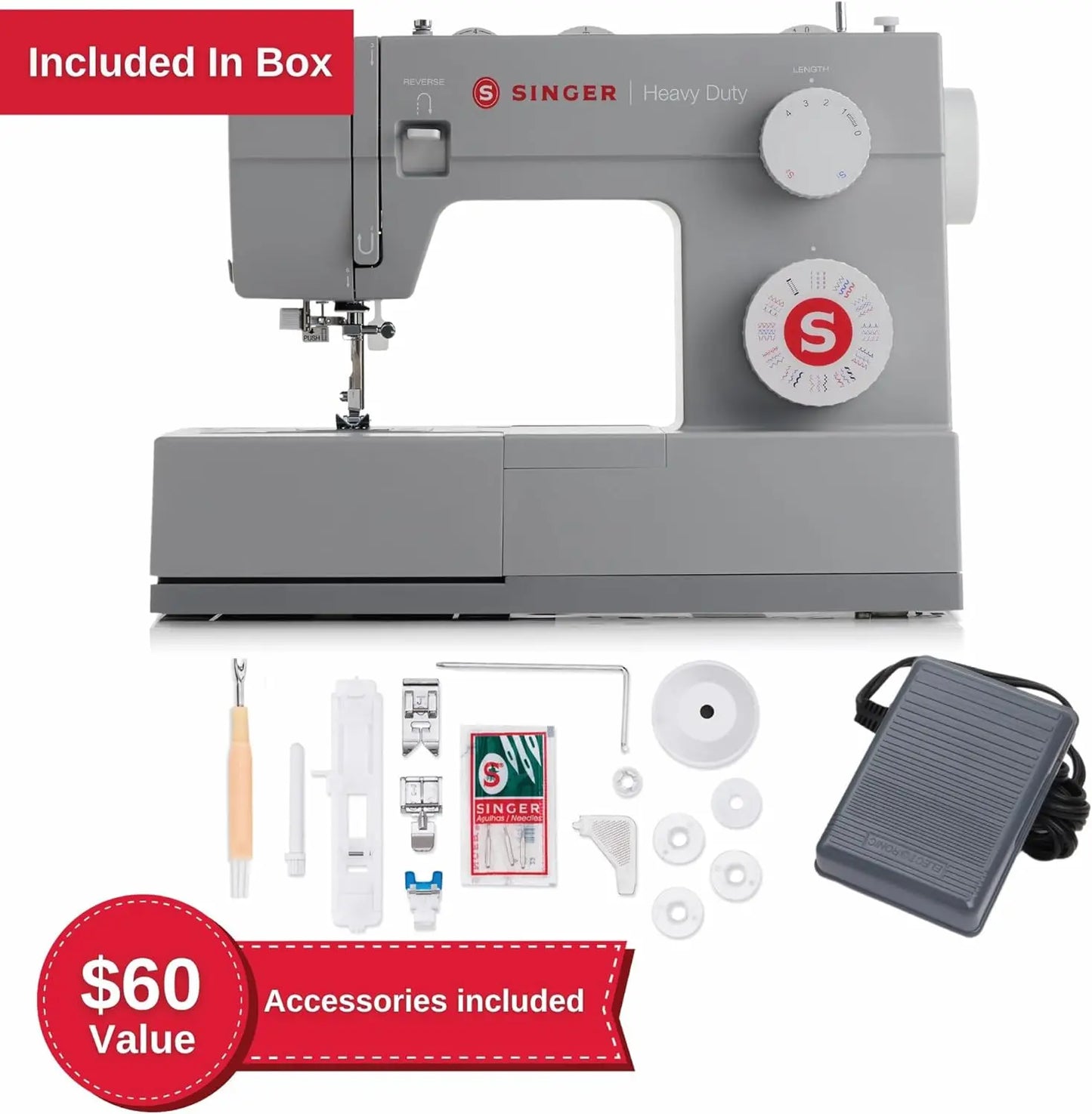 SINGER Heavy Duty Sewing Machine 4432 W/Accessory Kit