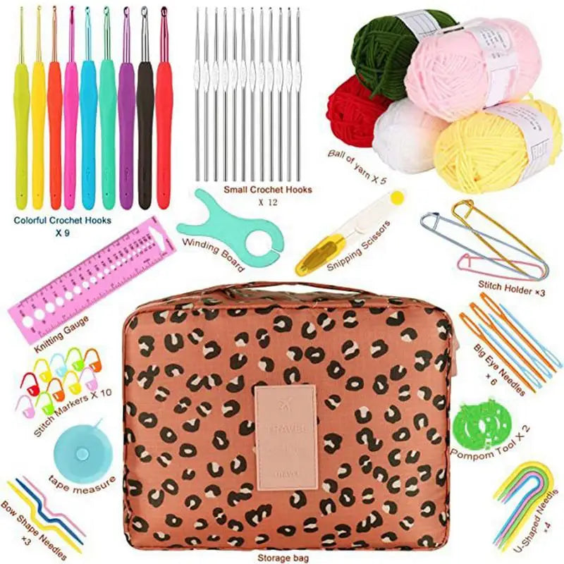 Beginner's Crochet Kit For 58PCS/Set Portable Crochet Kit Complete Yarn Set