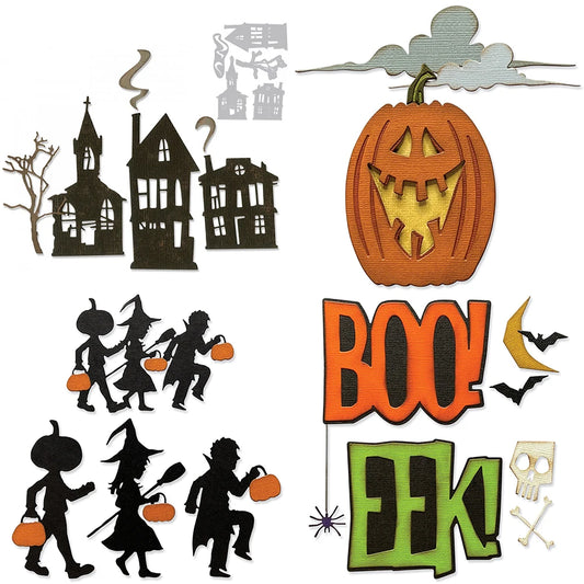 Ghost Town Halloween Pumpkin Night Silhouette Metal Cutting Dies Card Making Scrapbooking