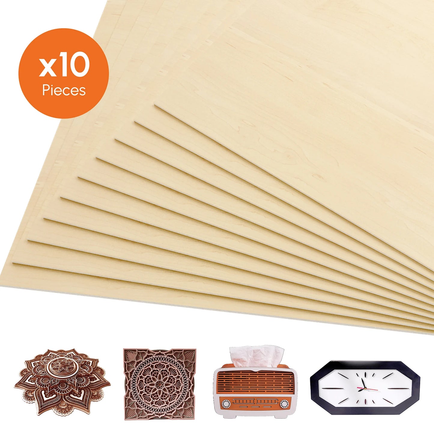 10PCS 30*30cm Plywood Plates Square Unfinished Wood Board for DIY Crafts Laser Cutting Wood Burning Painting Model Carving