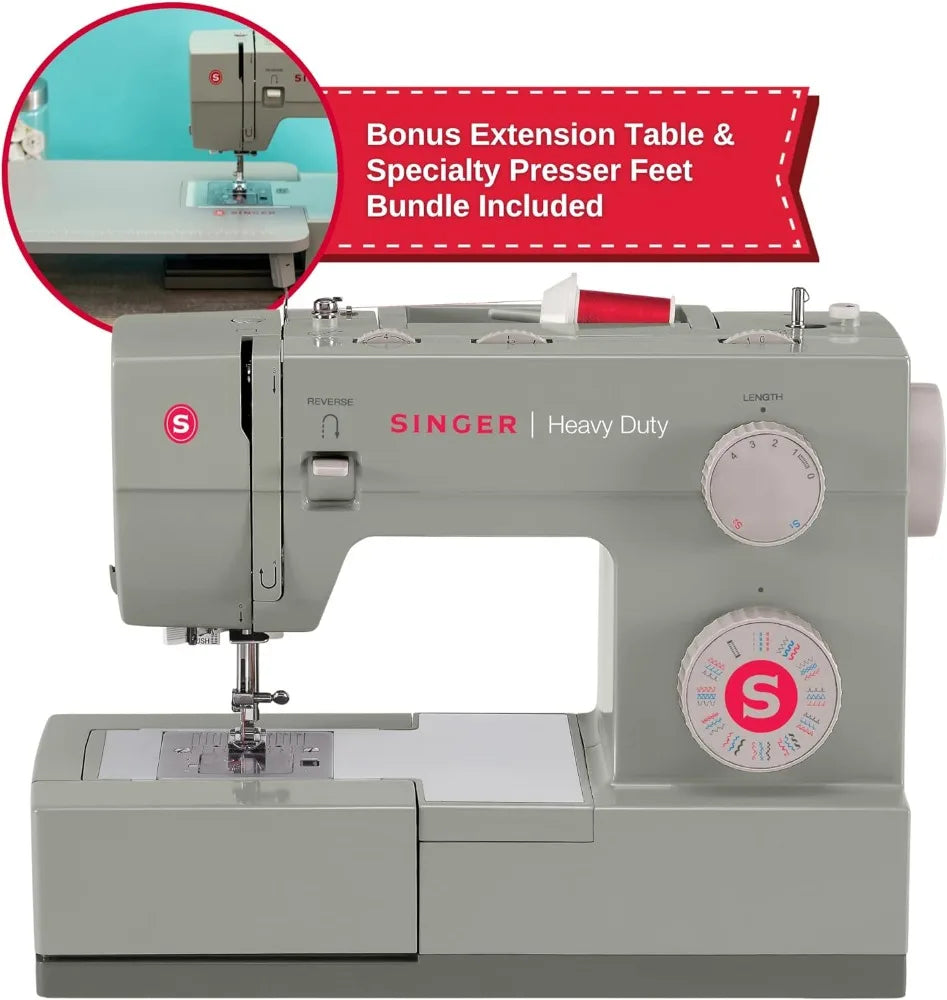 SINGER | Heavy Duty Holiday Bundle - 4452 Heavy Duty Sewing Machine with Bonus Extension Table for Larger Projects