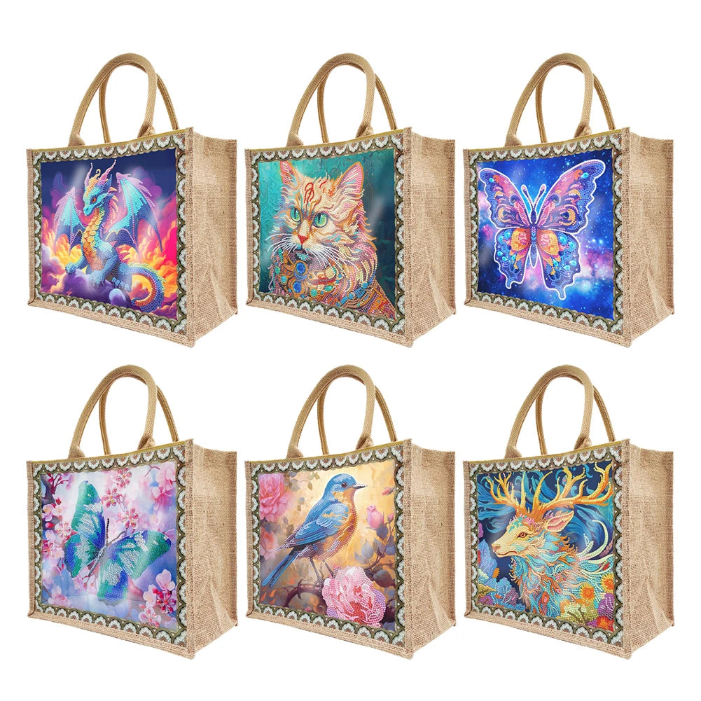 5d Diamond Art Painting Shopping Bags Dragon Butterfly Mosaic