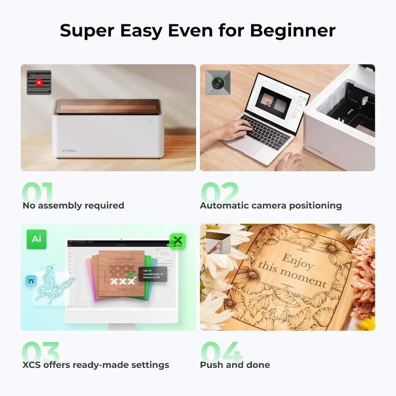 Laser Engraver, 3-in-1 Laser Engraving, Laser Cutting, Blade Cutting, Beginner-friendly, No Assembly Required, Smart Camera