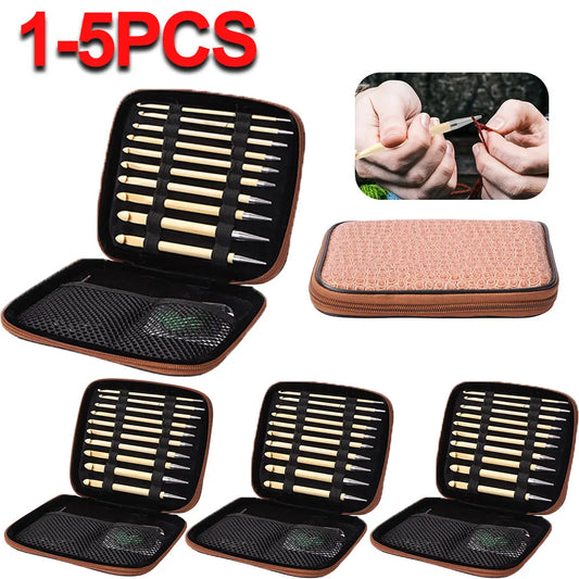 5pcs Needles Stitches Knitting Craft Case Crochet Weaving Tools