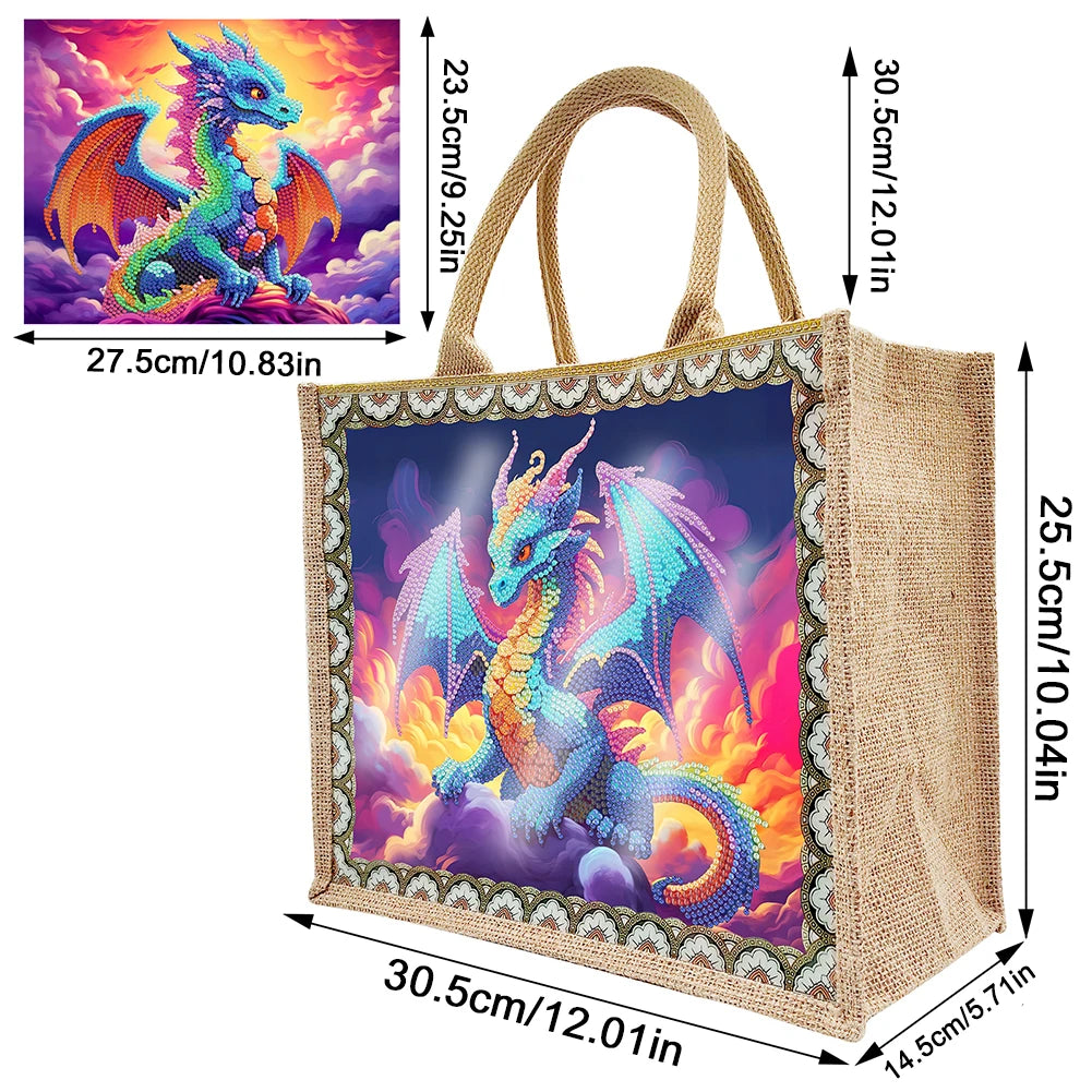 5d Diamond Art Painting Shopping Bags Dragon Butterfly Mosaic