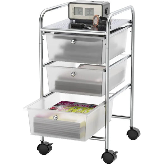 Utility Cart w/3 Drawers Rolling Storage Craft Organizer