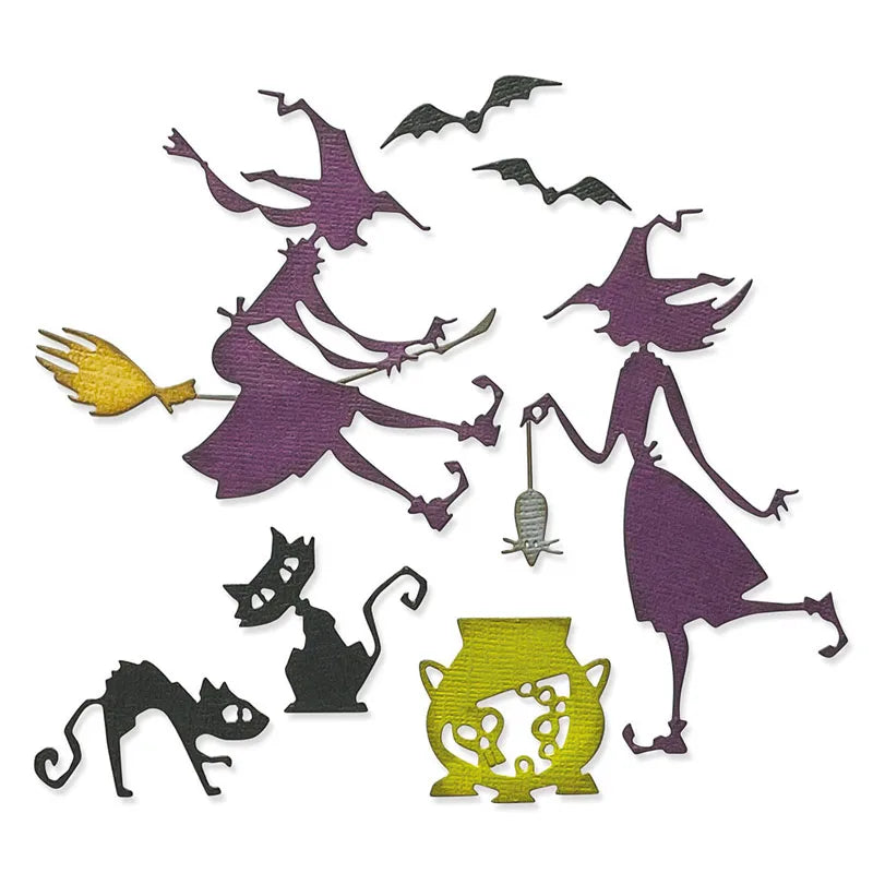 Witches Wildcat Bat Mixed Metal Cutting Dies Set for Scrapbooking  Card Making