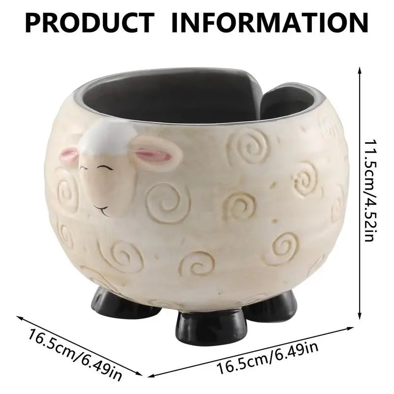 Ceramic Yarn Bowl Cute Sheep And Panda Crochet Yarn Bowls Funny Crochet Accessories Tangled Free Yarn Holder Storage Portable