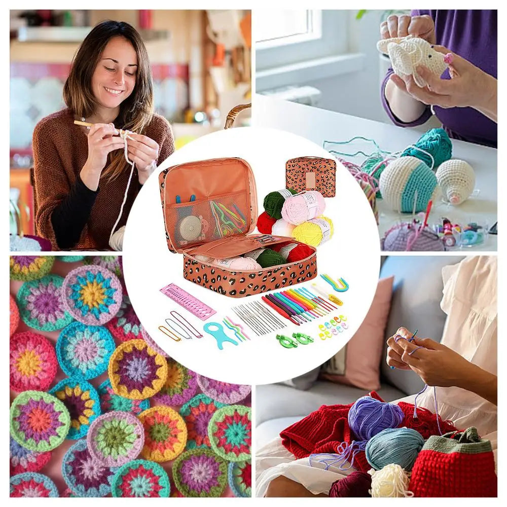 Beginner's Crochet Kit For 58PCS/Set Portable Crochet Kit Complete Yarn Set