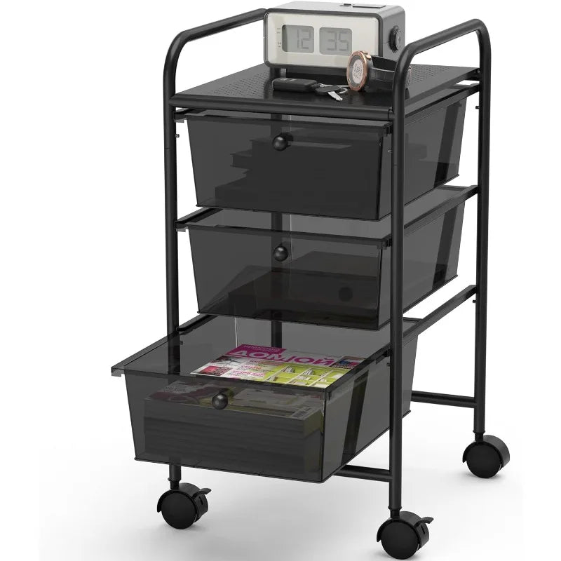 Utility Cart w/3 Drawers Rolling Storage Craft Organizer