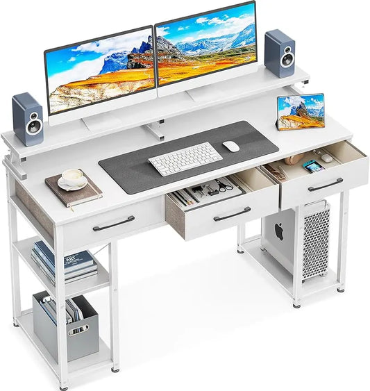 ODK Computer Desk w/Drawers, Shelves, & Monitor Stand