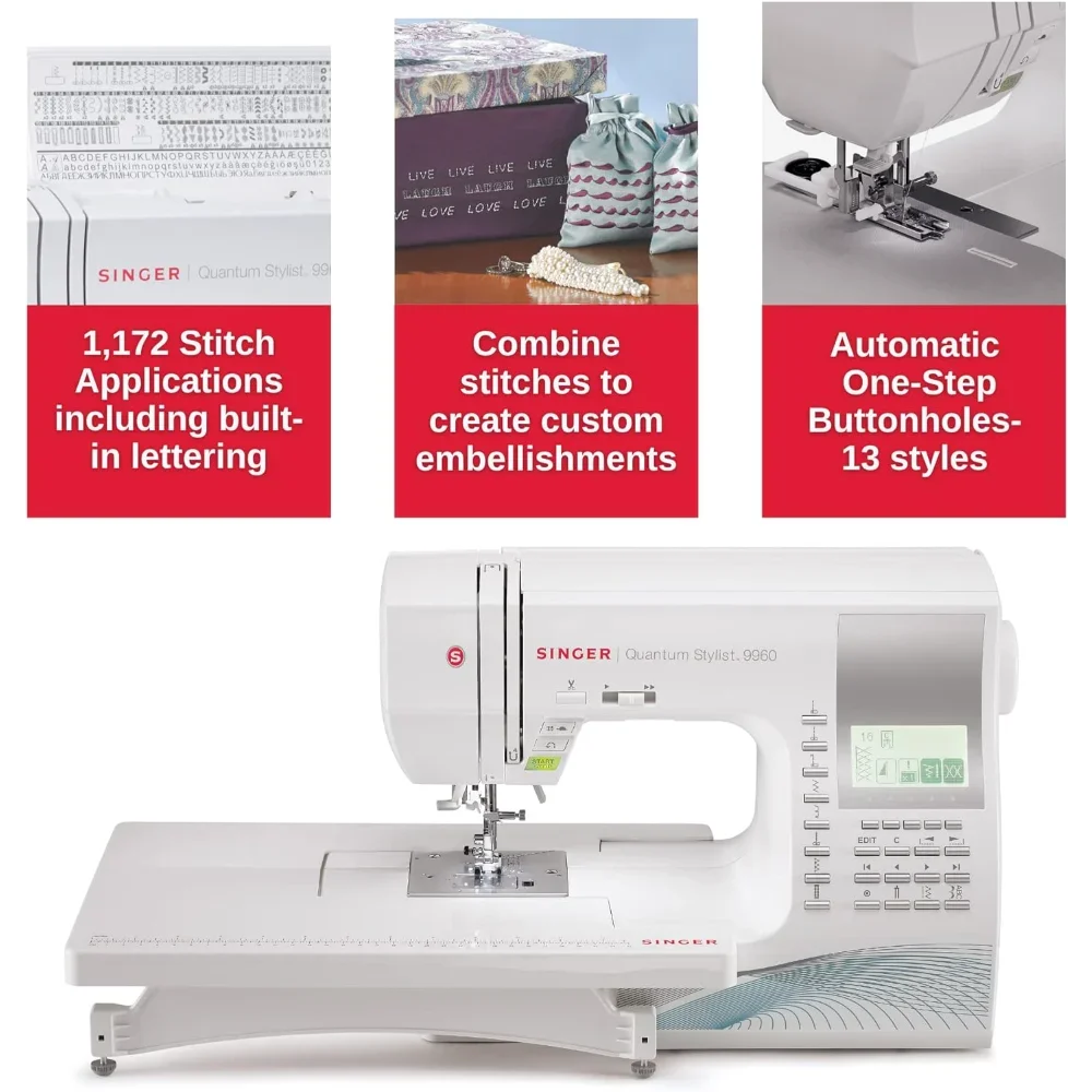 SINGER | 9960 Sewing & Quilting Machine With Accessory Kit, Extension Table - 600 Stitches & Electronic Auto Pilot Mode