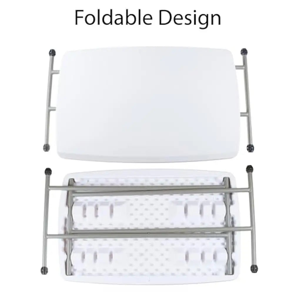 Portable Folding Desk Adjustable Heights Lightweight Plastic Table Camping Crafting White 30x20 19-28" Foldable Transportable