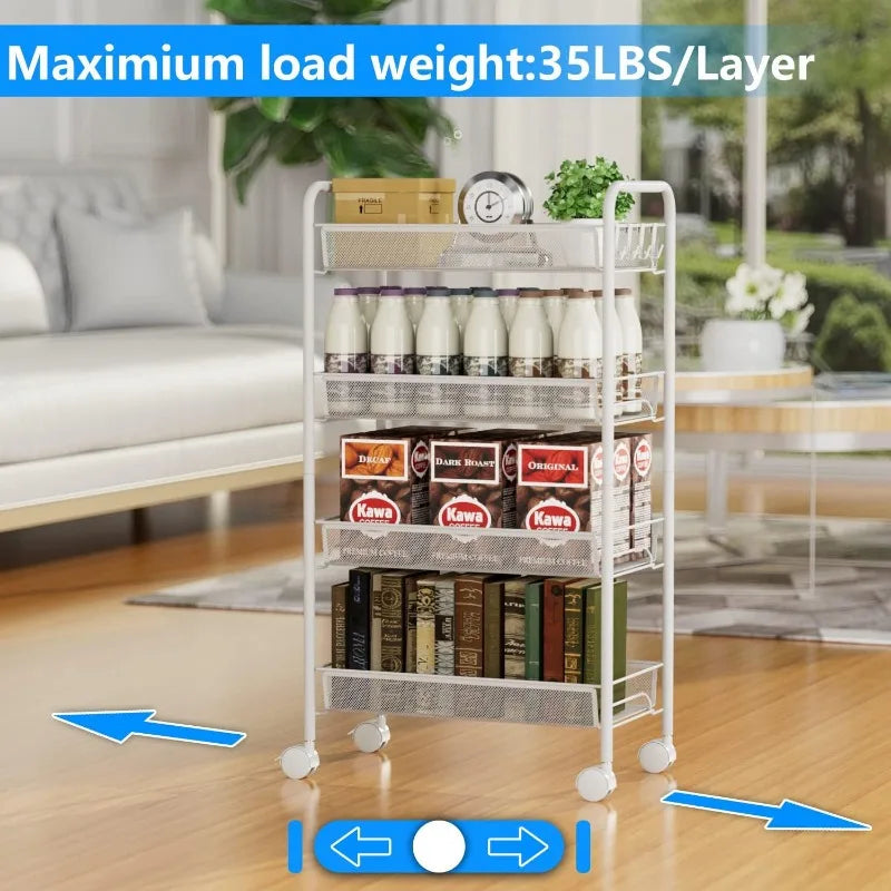 4 Tier Mesh Wire Rolling Kitchen Storage Organizer Utility Cart