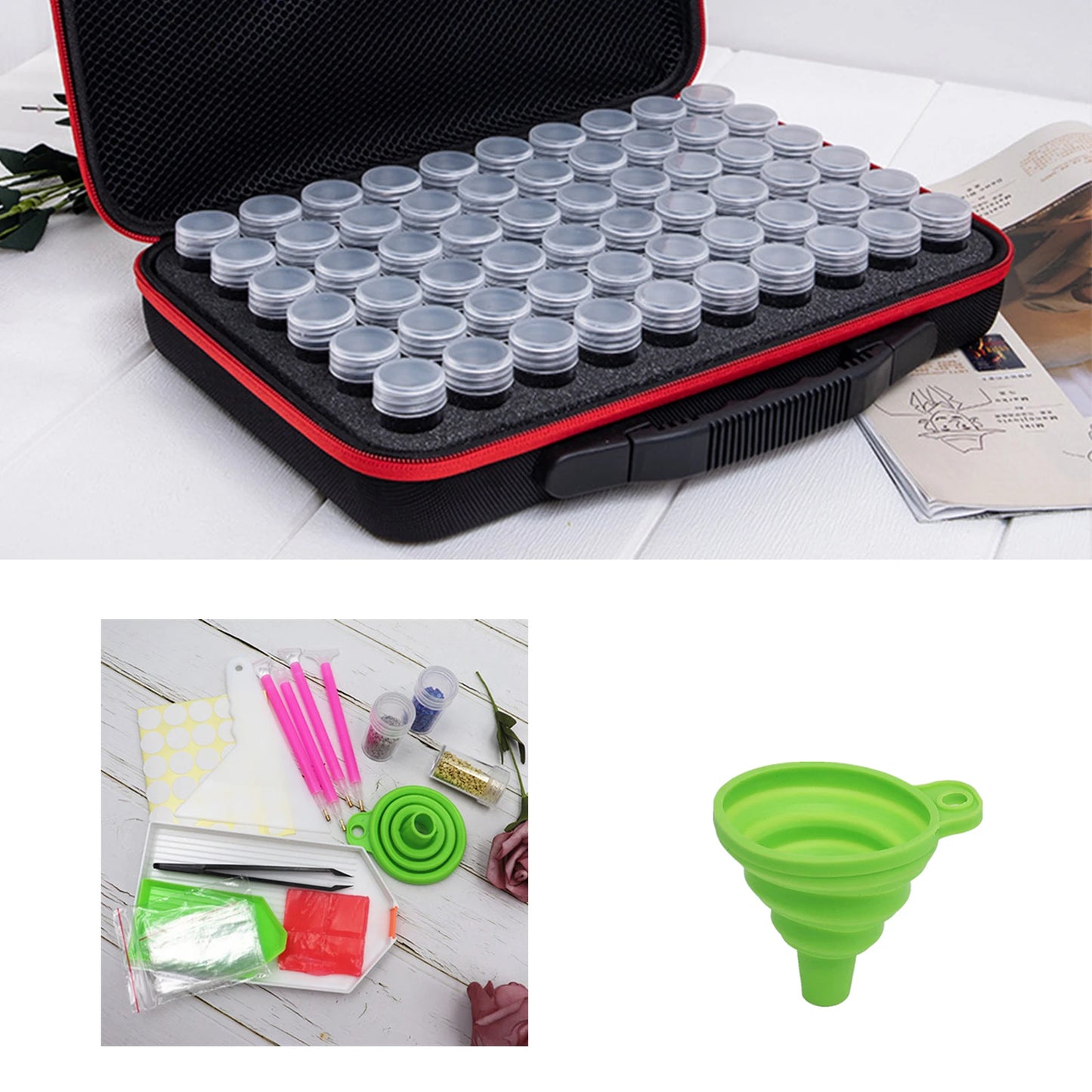 60 Slots Diamond Painting tools Accessories Beads Carry Case Diamond Embroidery Tools Handbag