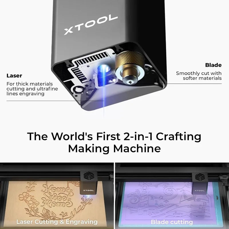 Laser Engraver, 3-in-1 Laser Engraving, Laser Cutting, Blade Cutting, Beginner-friendly, No Assembly Required, Smart Camera