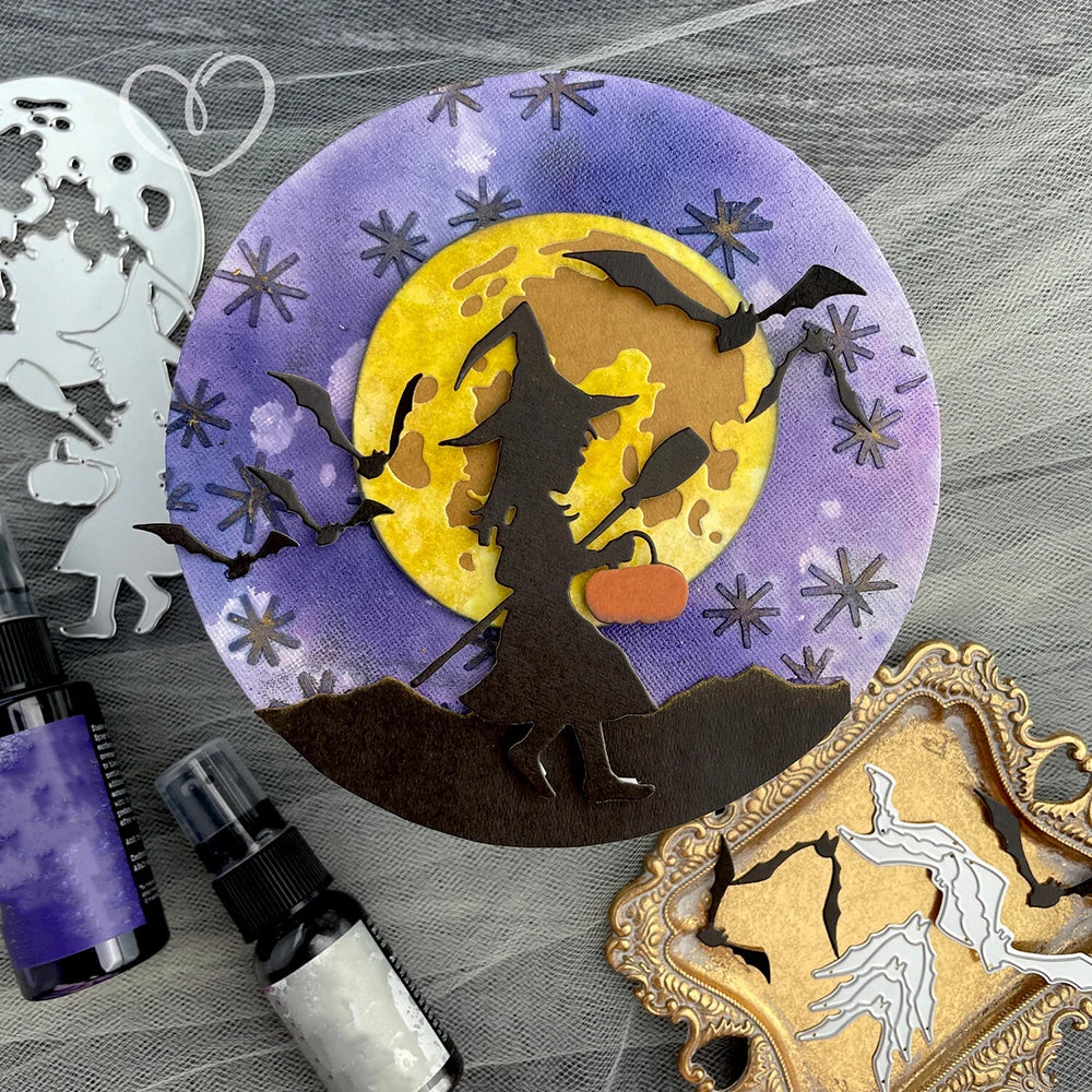 Ghost Town Halloween Pumpkin Night Silhouette Metal Cutting Dies Card Making Scrapbooking