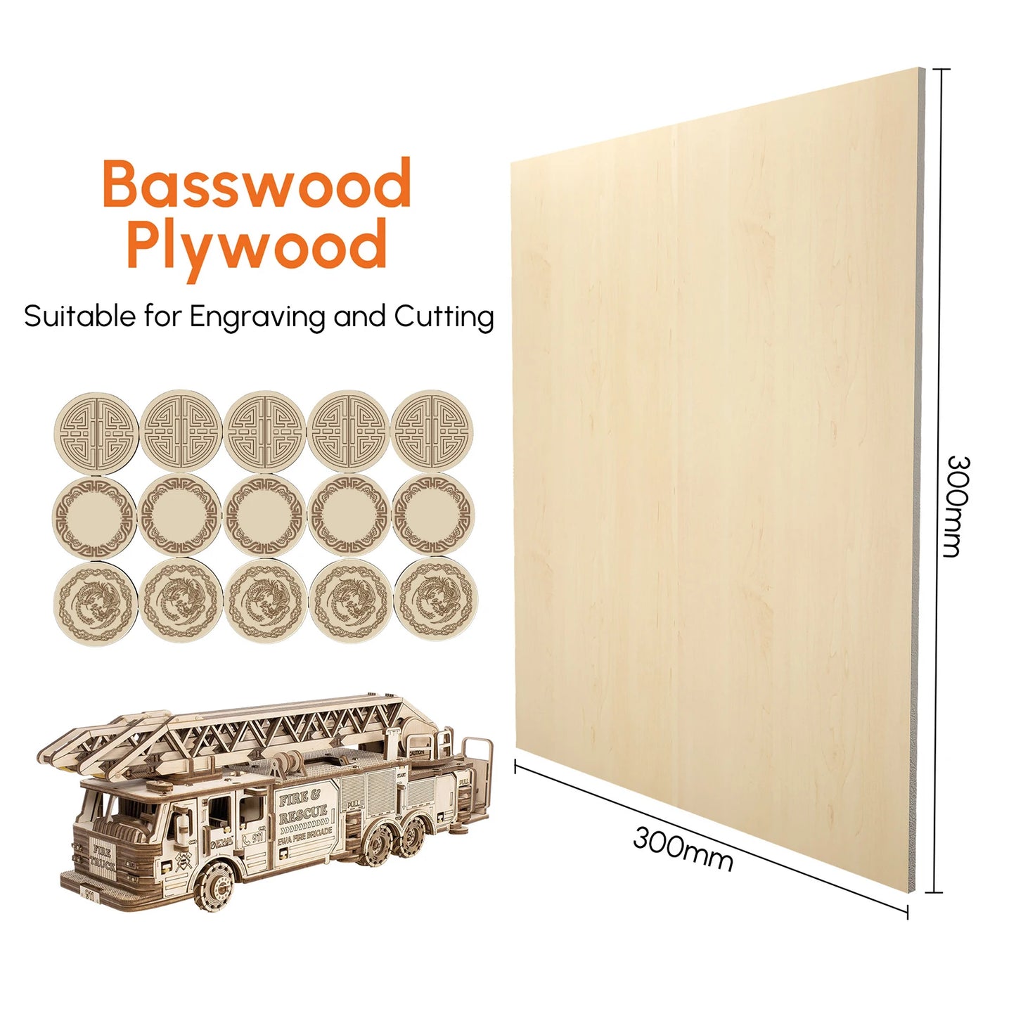 10PCS 30*30cm Plywood Plates Square Unfinished Wood Board for DIY Crafts Laser Cutting Wood Burning Painting Model Carving